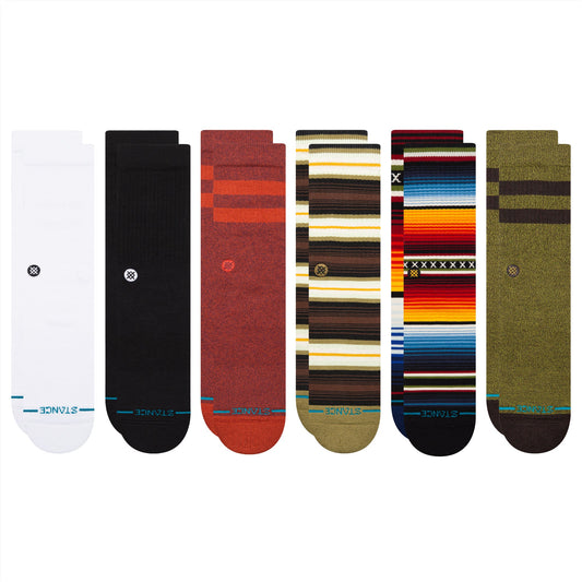 Stance Lifestyle Crew Sock 6 Pack Red/Green/Black/White