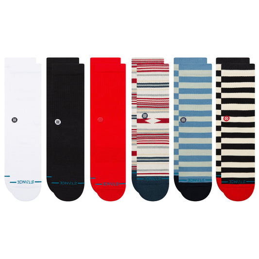 Lot de 6 paires de chaussettes mi-mollet bleu, rouge, noir et blanc Lifestyle de Stance