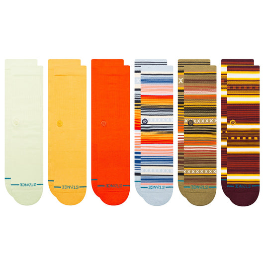 Stance Lifestyle Curren Crew Sock 6 Pack Red/Yellow/Green