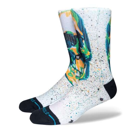 Stance Mark Oblow Skull Crew Sock White