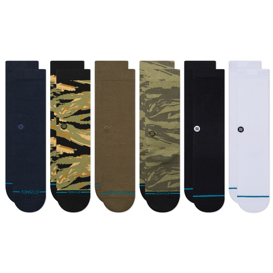 Lot de 6 paires de chaussettes mi-mollet camouflage bleu marine/vert/noir Lifestyle de Stance