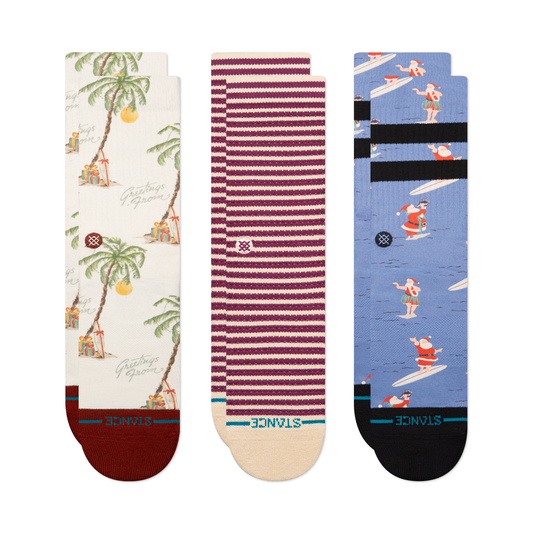 Lot de 3 paires de chaussettes mi-mollet imprimés Noël blanc/bleu/rouge Lifestyle de Stance