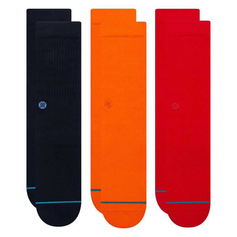 Lot de 3 paires de chaussettes mi-mollet gris bleu marine foncé/orange/rouge Icon de Stance