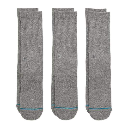 Stance Icon Crew Sock 3 Pack Grey Heather