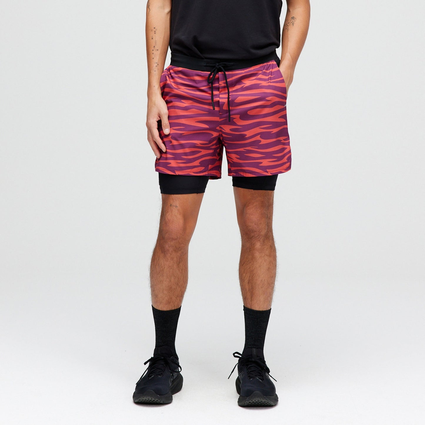 Short de sport en lin violet Flux de Stance | modèle