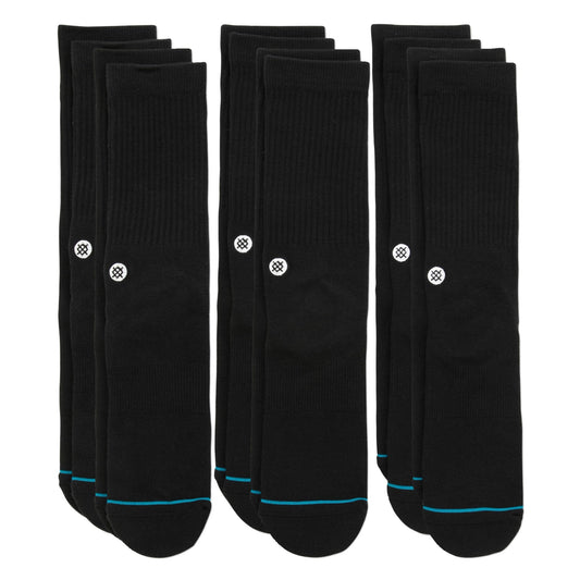 Lot de 6 paires de chaussettes mi-mollet noires Icon de Stance