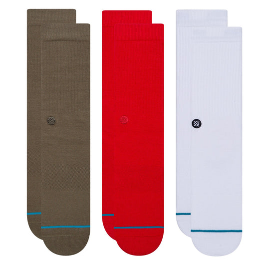 Stance Icon Crew Sock 3 Pack Green/Red/White