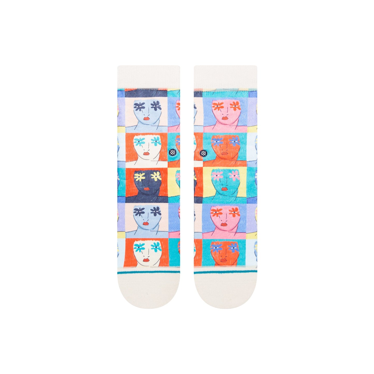 Stance Flower Faces Crew Sock Off White