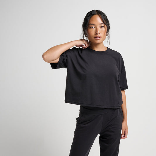 Stance Women's Lay Low Boxy T-Shirt Black |model