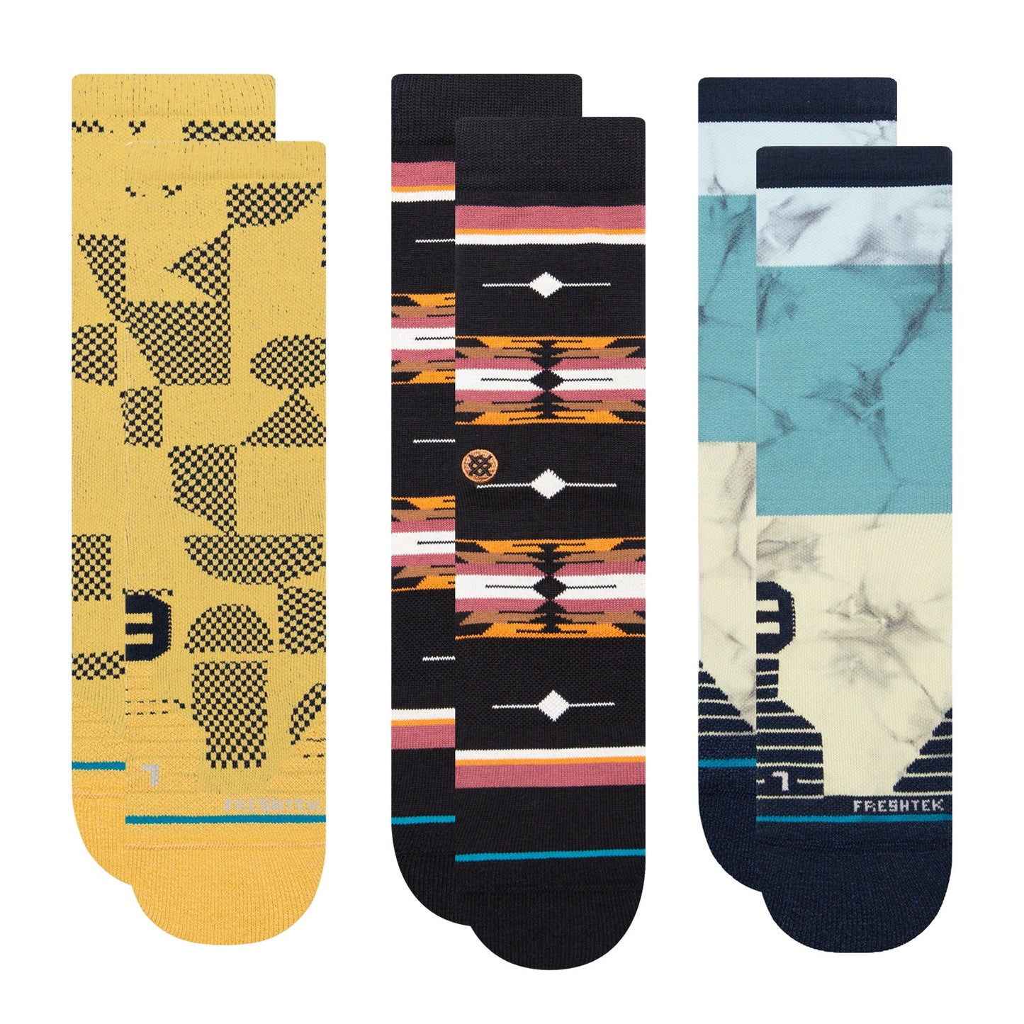 Lot de 3 paires de chaussettes mi-mollet multicolores imprimé sport et tie and dye